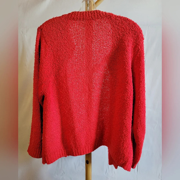 Vintage Handmade Sweater Cardigan Red Long Sleeves Pockets - Picture 3 of 4